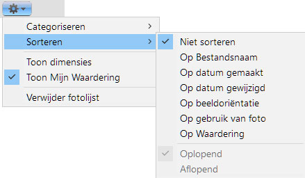 Fotolijst sorteren