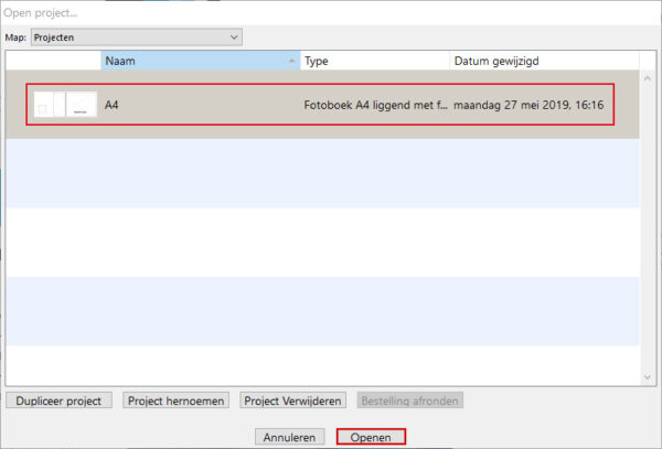 Project openen