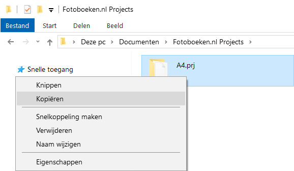 Projecten kopiëren
