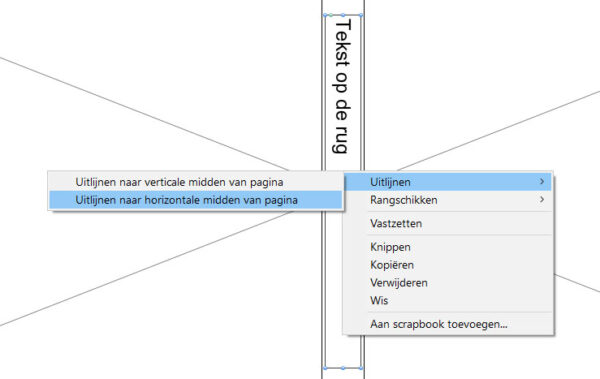 Tekst op de rug plaatsen