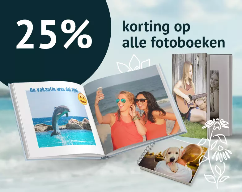 JUNI22 25% korting op alle fotoboeken