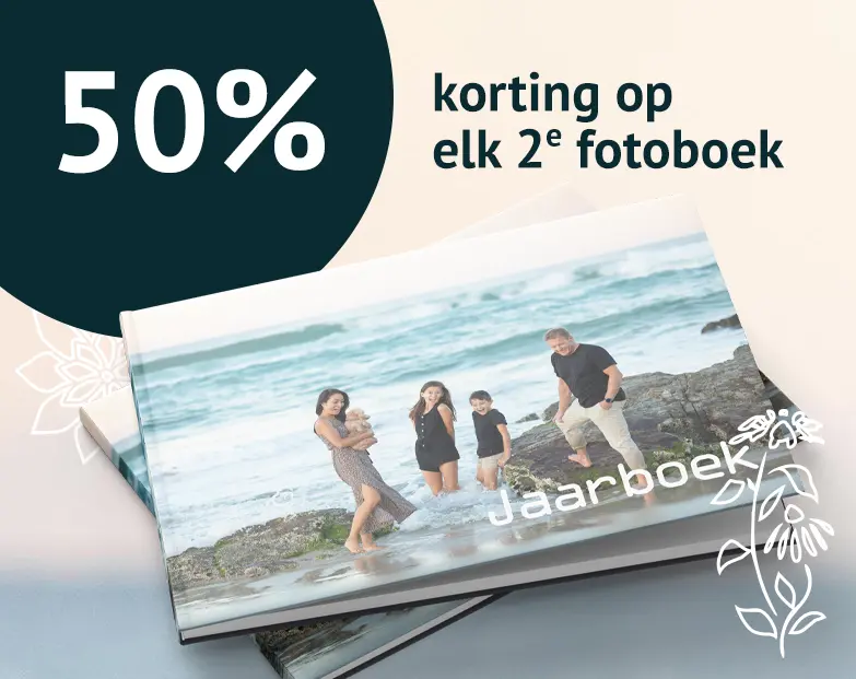 50% korting op elk tweede fotoboek